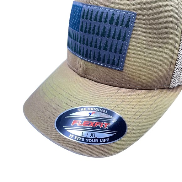Columbia Mesh Tree Flag Hat Cap Flex Fit Brown Size L/XL - Picture 2 of 7